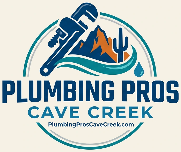 Full Plumbing Pros Cave Creek logo, pipe wrench across a desert peak above the brand wordmark